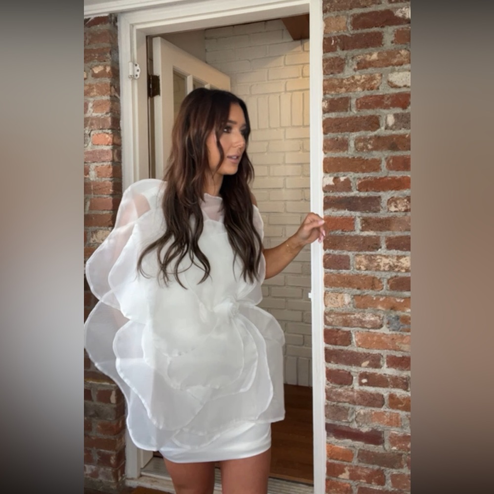NWT one shoulder bridal flower mini dress